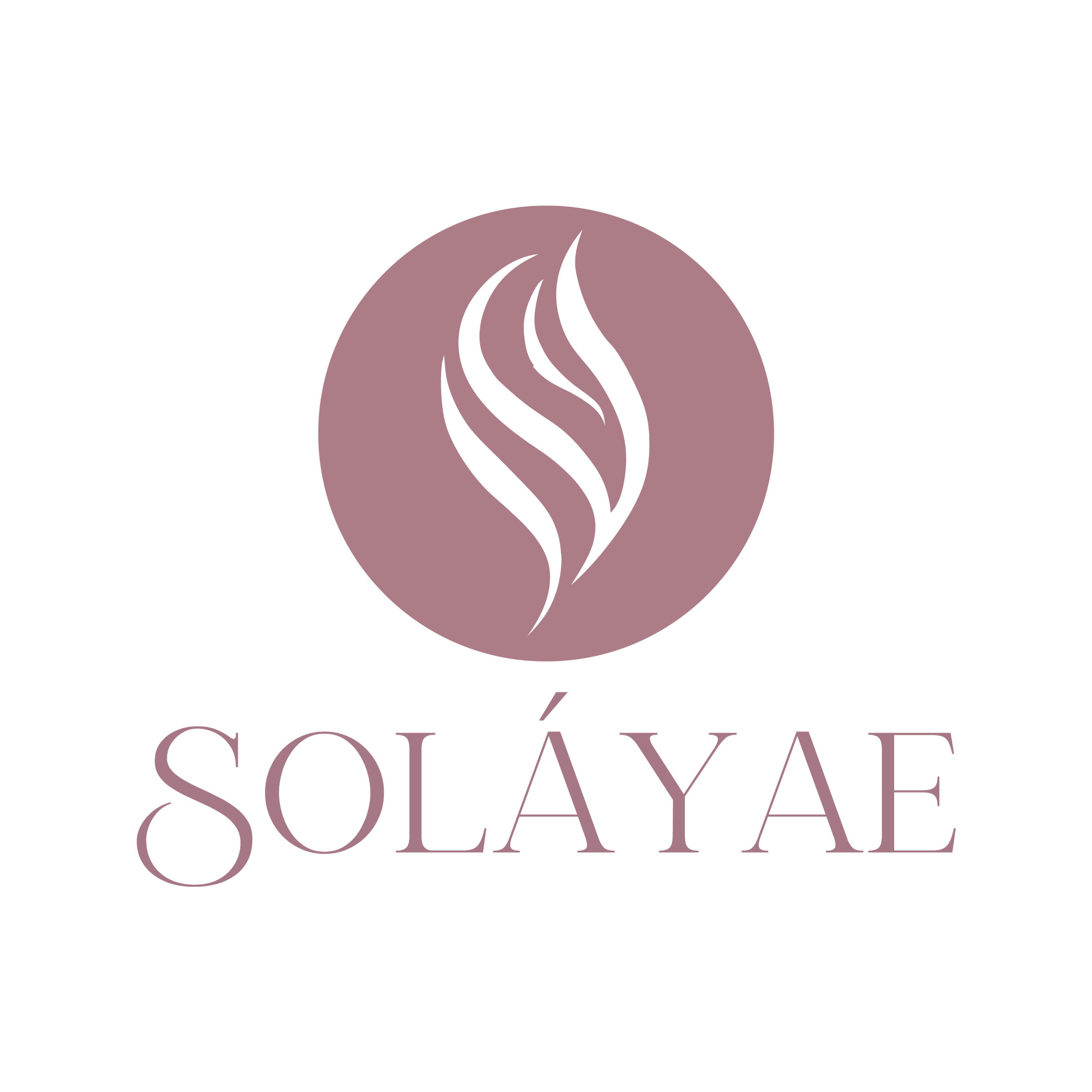 Soláyae logo: a stylized S flame mark above the wordmark with an accent on the á